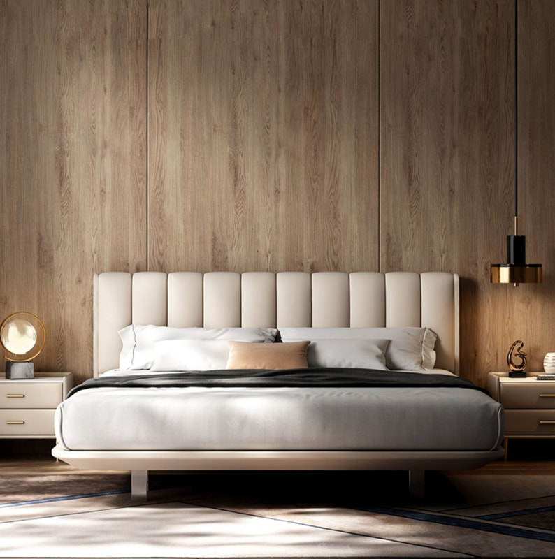 high end modern home furniture contemporary design uphostered headboard leather bed manufacturer &exporter in China-interi furniture