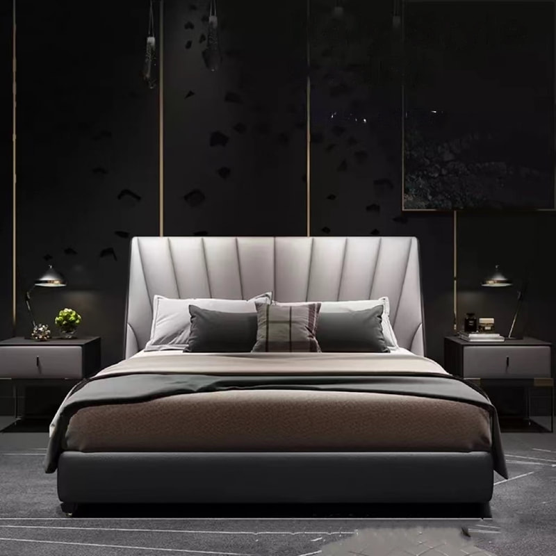 best quality modern home furniture contemporary design uphostered headboard leather bed manufacturer &exporter in China-interi furniture