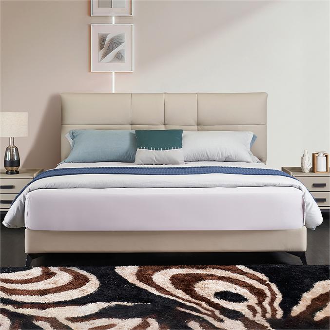 high quality modern home furniture contemporary design uphostered headboard leather bed factory & maker in China-interi furniture