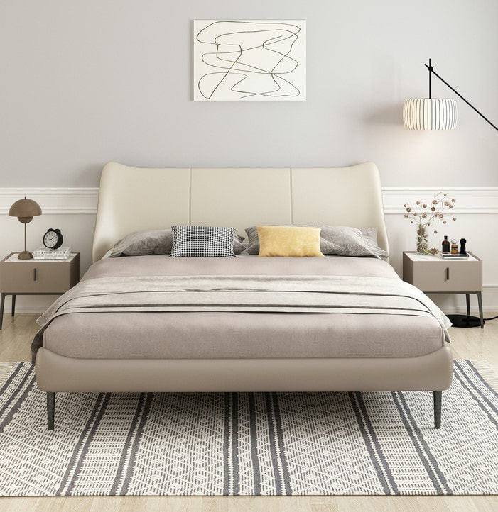high end modern home furniture contemporary design uphostered headboard leather bed company&supplier in China-interi furniture