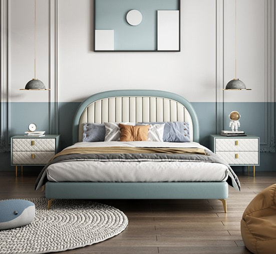 high end modern home furniture contemporary design uphostered headboard leather bed factory & maker in China-interi furniture