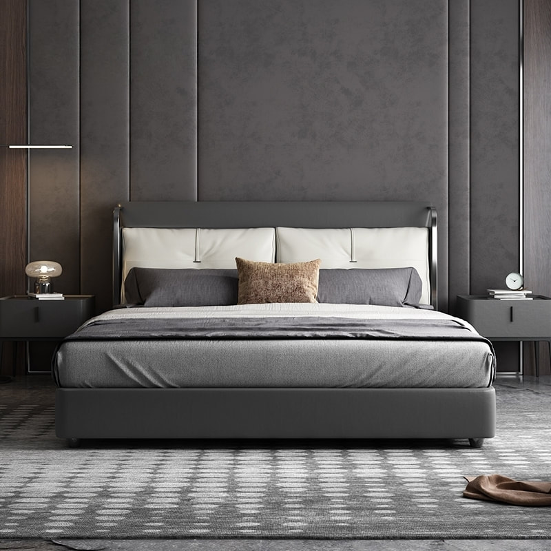 best quality modern home furniture contemporary design uphostered headboard leather bed factory & maker in China-interi furniture