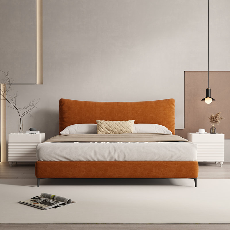 high quality modern home furniture contemporary design uphostered headboard leather bed factory & maker in China-interi furniture