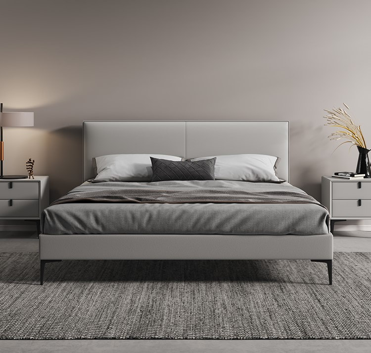high end modern home furniture contemporary design uphostered headboard leather bed factory & maker in China-interi furniture