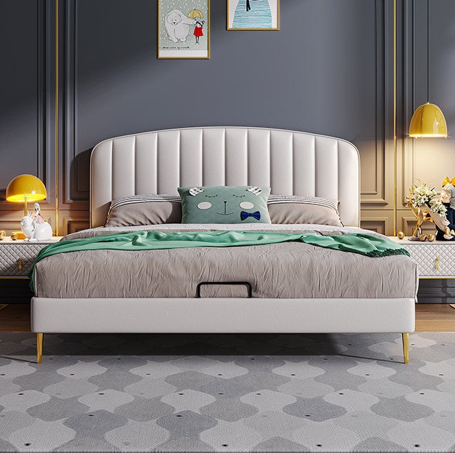 best quality modern home furniture contemporary design uphostered headboard leather bed company&supplier in China-interi furniture