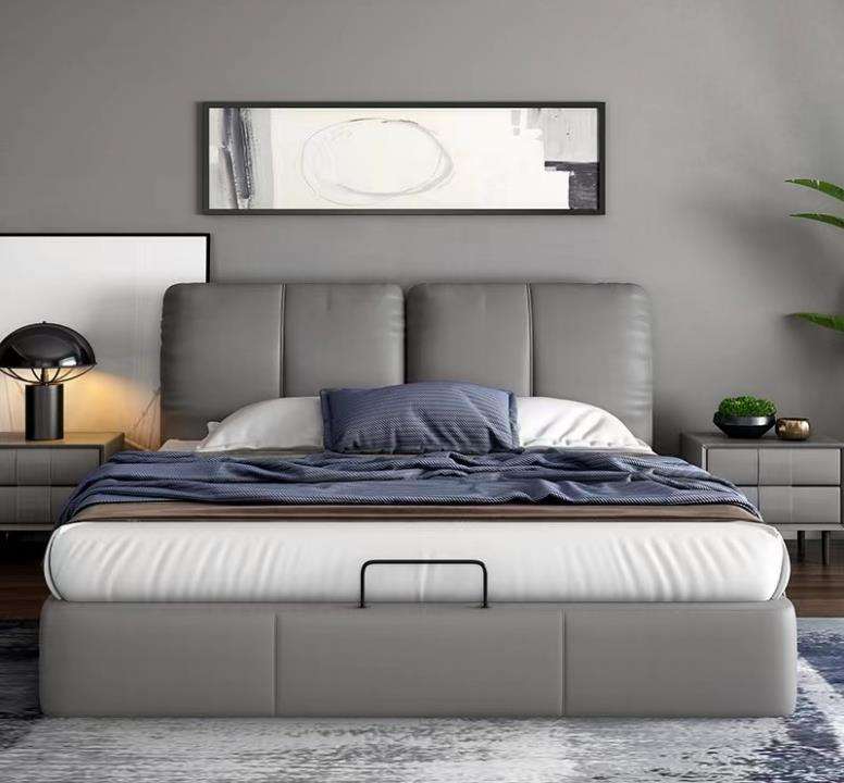 high end modern home furniture contemporary design uphostered headboard leather bed factory & maker in China-interi furniture