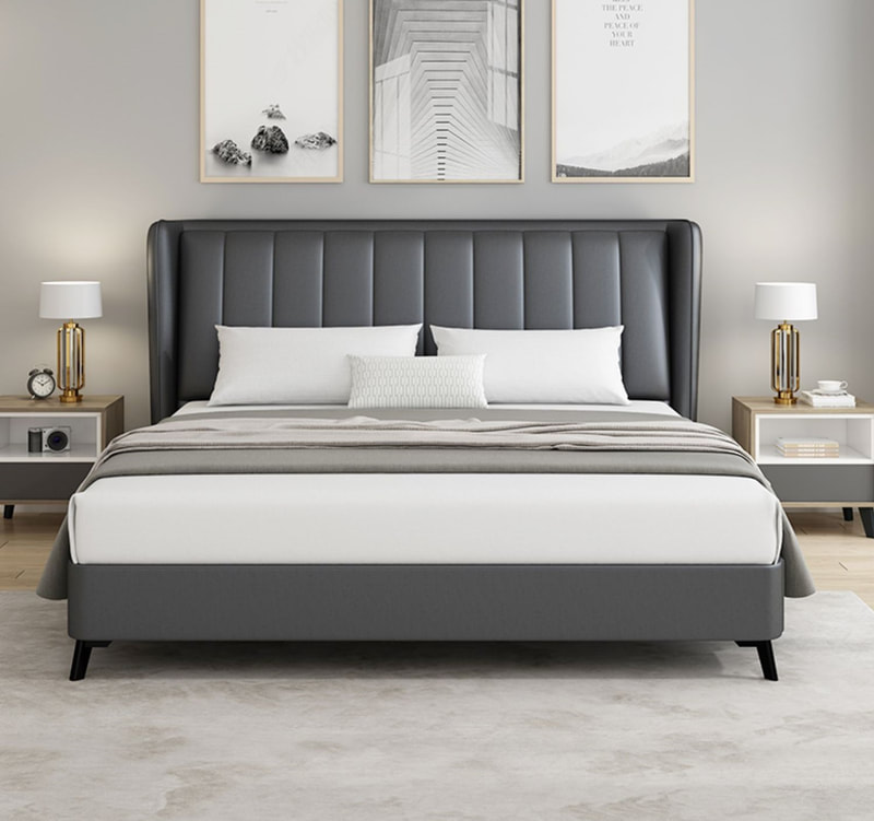 high quality modern home furniture contemporary design uphostered headboard leather bed manufacturer &exporter in China-interi furniture