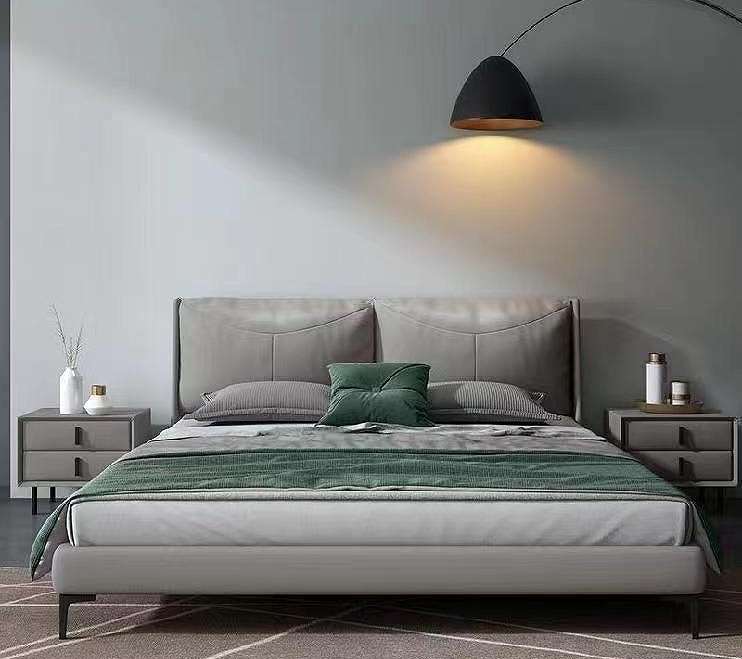 high end modern home furniture contemporary design uphostered headboard leather bed company&supplier in China-interi furniture