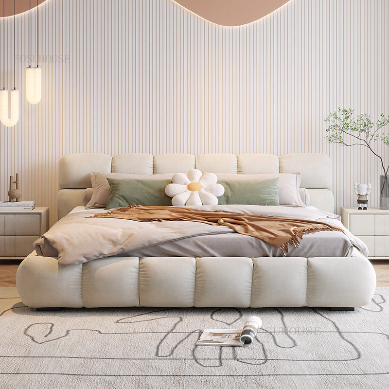 high end modern home furniture contemporary design uphostered headboard leather bed manufacturer &exporter in China-interi furniture