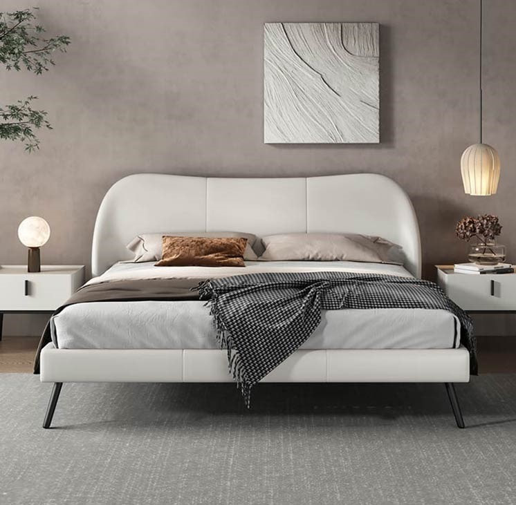 high end modern home furniture contemporary design uphostered headboard leather bed manufacturer &exporter in China-interi furniture