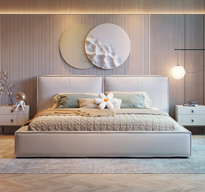 high end modern home furniture contemporary design uphostered headboard leather bed factory & maker in China-interi furniture