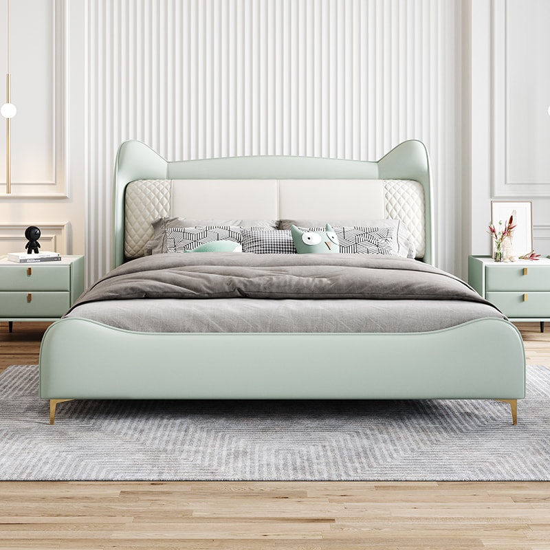 high quality modern home furniture contemporary design uphostered headboard leather bed factory & maker in China-interi furniture