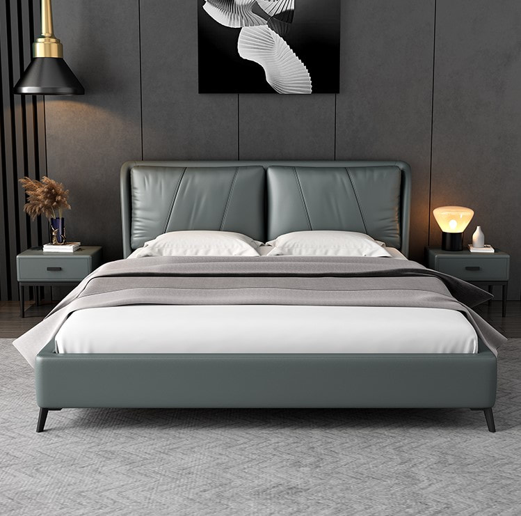 best quality modern home furniture contemporary design uphostered headboard leather bed manufacturer &exporter in China-interi furniture