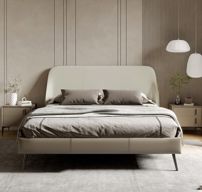 best quality modern home furniture contemporary design uphostered headboard leather bed company&supplier in China-interi furniture
