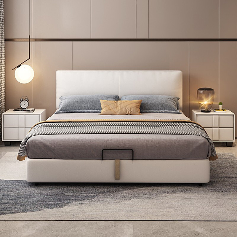 high end modern home furniture contemporary design uphostered headboard leather bed company&supplier in China-interi furniture