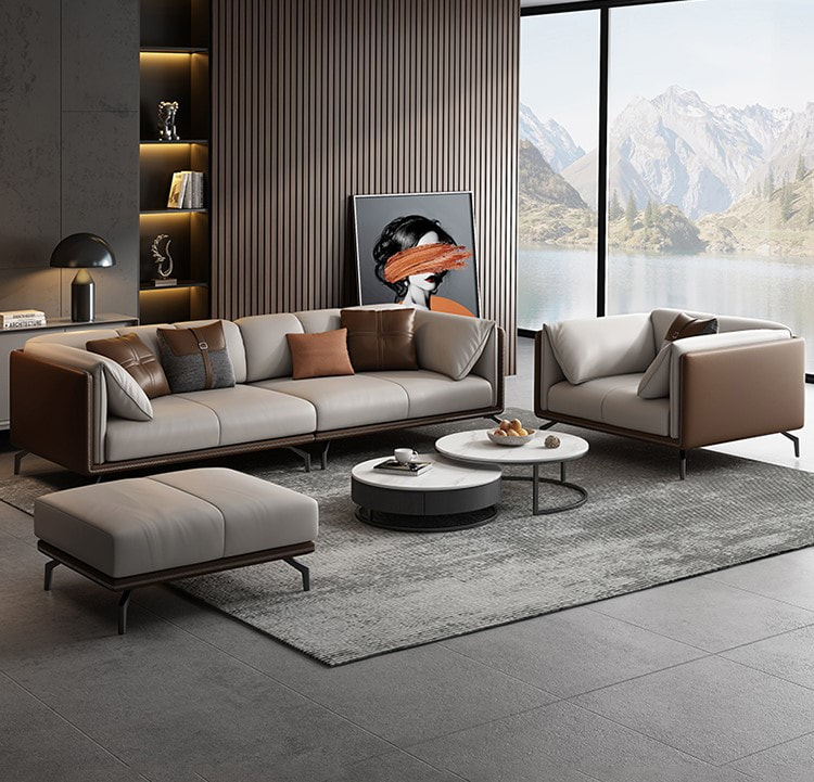 best quality luxury home furniture maker contemporary design modern leather sectional sofa maker in China-interi furniture