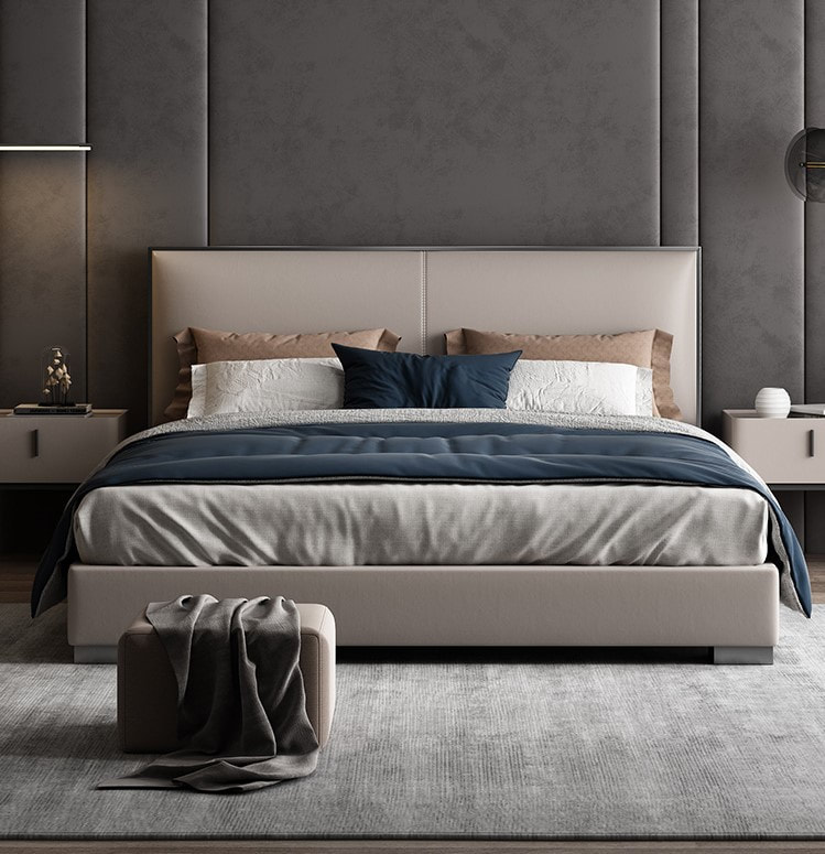 best quality modern home furniture contemporary design uphostered leather bed factory & maker in China-interi furniture