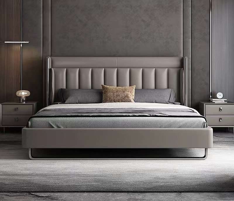 high quality modern home furniture contemporary design uphostered leather bed factory & maker in China-interi furniture