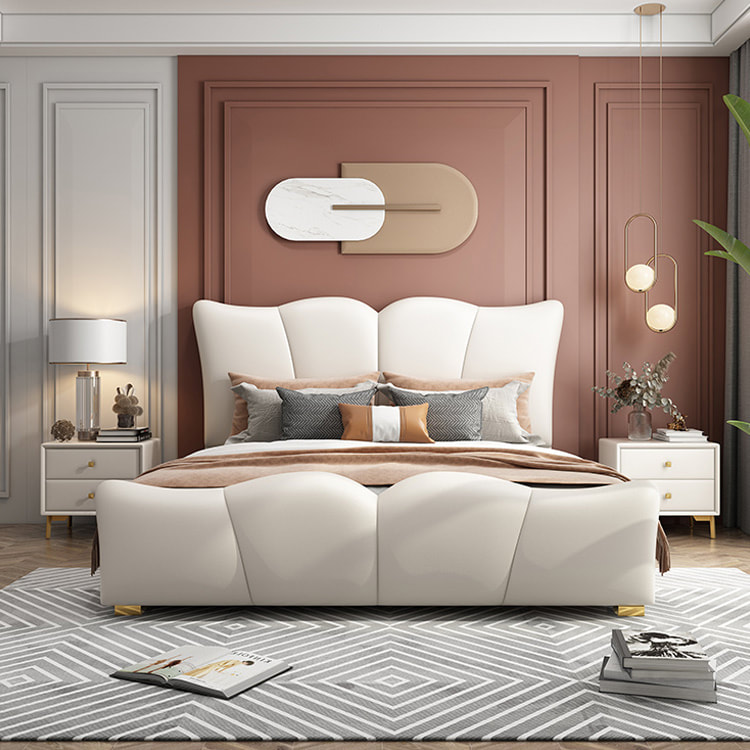 high end modern home furniture contemporary design uphostered headboard leather bed company&supplier in China-interi furniture