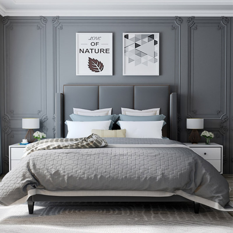 high end modern home furniture contemporary design uphostered headboard leather bed factory & maker in China-interi furniture