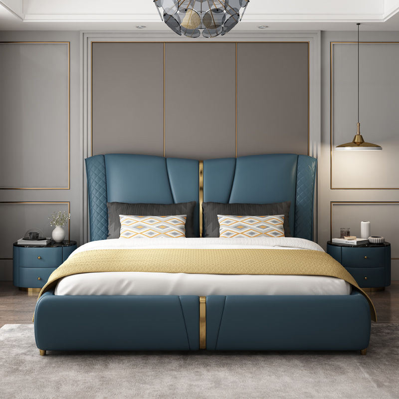 best quality modern home furniture contemporary design uphostered headboard leather bed company&supplier in China-interi furniture