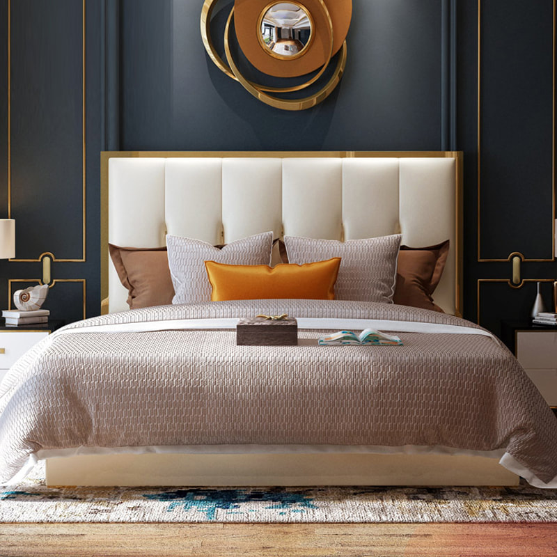 high end modern home furniture contemporary design uphostered headboard leather bed company&supplier in China-interi furniture
