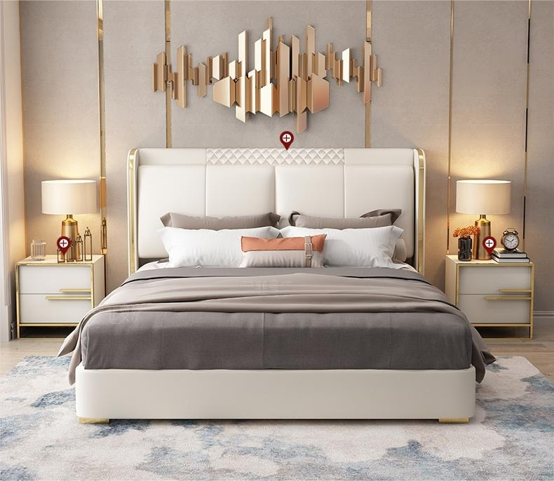 best quality modern home furniture contemporary design uphostered headboard leather bed factory & maker in China-interi furniture