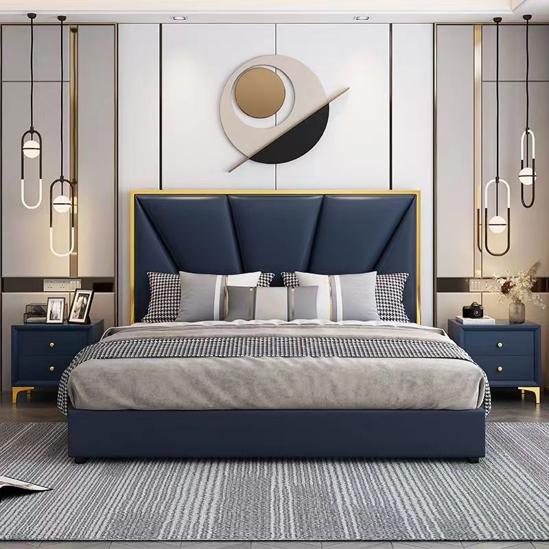 high end modern home furniture contemporary design uphostered headboard leather bed factory & maker in China-interi furniture