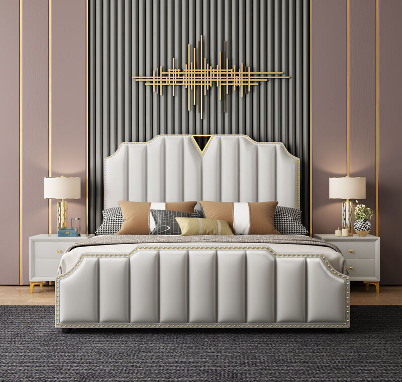 high quality modern home furniture contemporary design uphostered headboard leather bed manufacturer &exporter in China-interi furniture