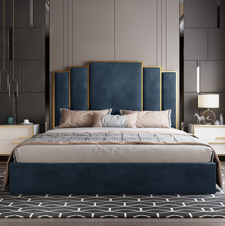 high quality modern home furniture contemporary design uphostered headboard leather bed manufacturer &exporter in China-interi furniture