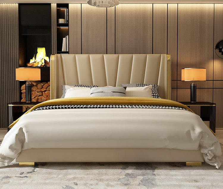 best quality modern home furniture contemporary design uphostered headboard leather bed company&supplier in China-interi furniture