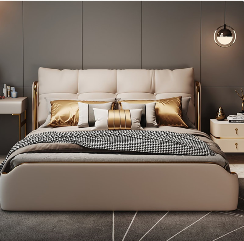 high end modern home furniture contemporary design uphostered headboard leather bed factory & maker in China-interi furniture