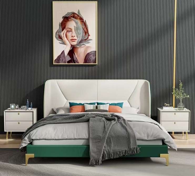 high quality modern home furniture contemporary design uphostered leather bed manufacturer &exporter in China-interi furniture