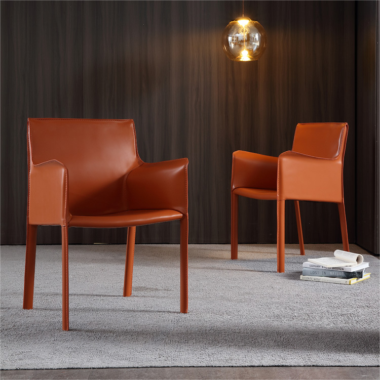 Chinese high quality luxury home furniture modern design contemporary dining room high back leather chair maker-inter furniture