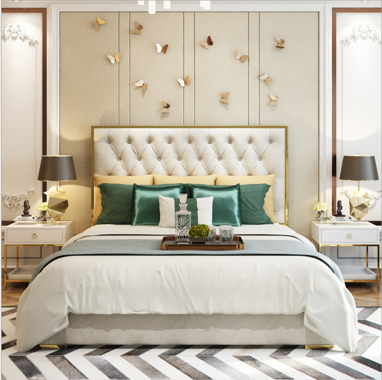 high end modern home furniture contemporary design uphostered headboard leather bed manufacturer &exporter in China-interi furniture