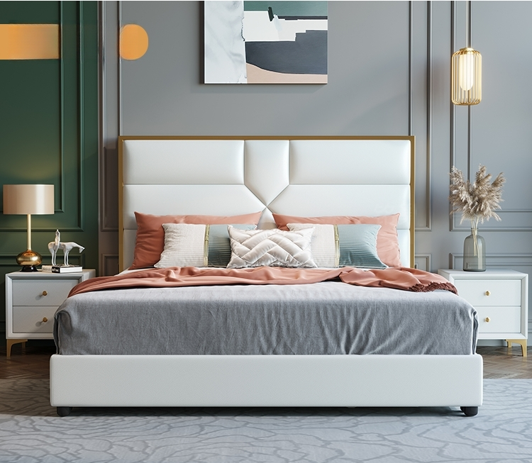 best quality modern home furniture contemporary design uphostered headboard leather bed factory & maker in China-interi furniture